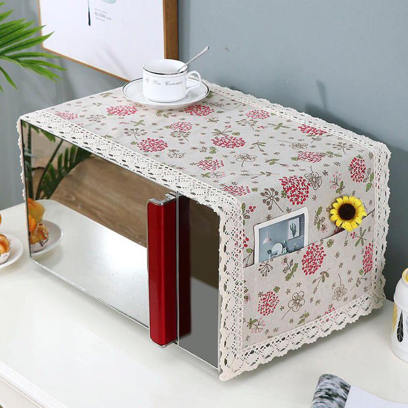 1PC Microwave Oven Machine Washable Cloth Cover Multi-purpose Cotton Linen 100*35cm Grease Proof Cover Kitchen Decor Dust Cover