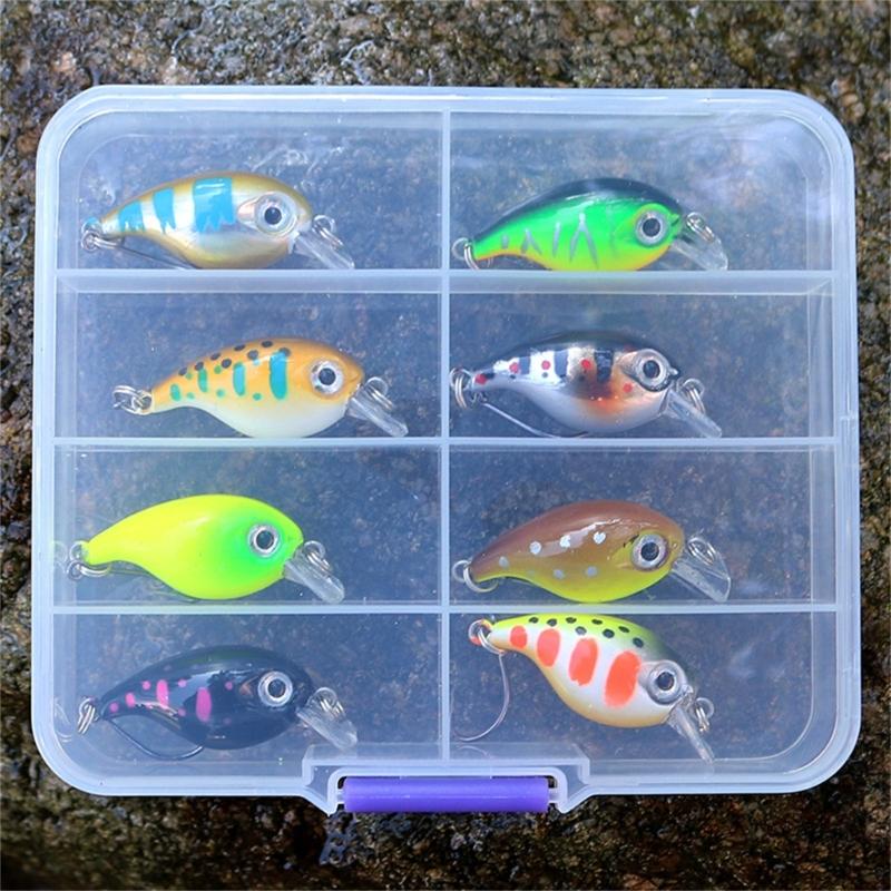 8pcs Professional Light weight Lures Basses Fishing Tackles Sinking Minnows Trouts Freshwaters Saltwater Use