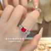 Mode Leichter Luxus Temperament Prinzessin Quadratischer Diamant Simulation Rubin Ring Retro Baumwolle Smaragd Einfach Vielseitig Damenring
