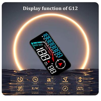 G12 GPS HUD Digitaler Tachometer Plug and Play für alle Autos Große Schrift KMH MPH Kilometerstand Ortszeit Höhe Head-up-Display