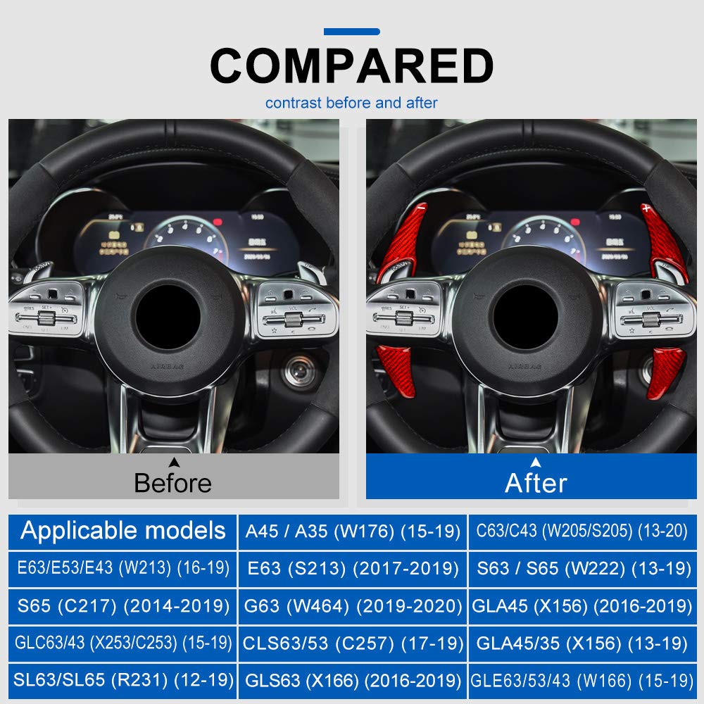 AIRSPEED Carbon Fiber Steering Wheel Paddle Shifter Extension Interior Trim Accessories for AMG C63 W205 E63 W213 C43 A45 G63 S63 GLA45 GLS63 Covers,