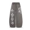 Magic Bear American Vintage Washed Loose Sweatpants Cross Print Straight Leg Casual Pants Teens
