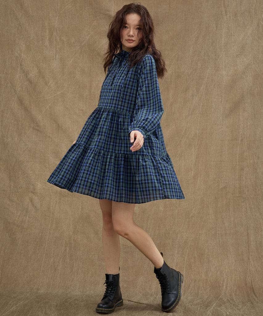 Manavis Seven Hooded Tiered Dress [Green]