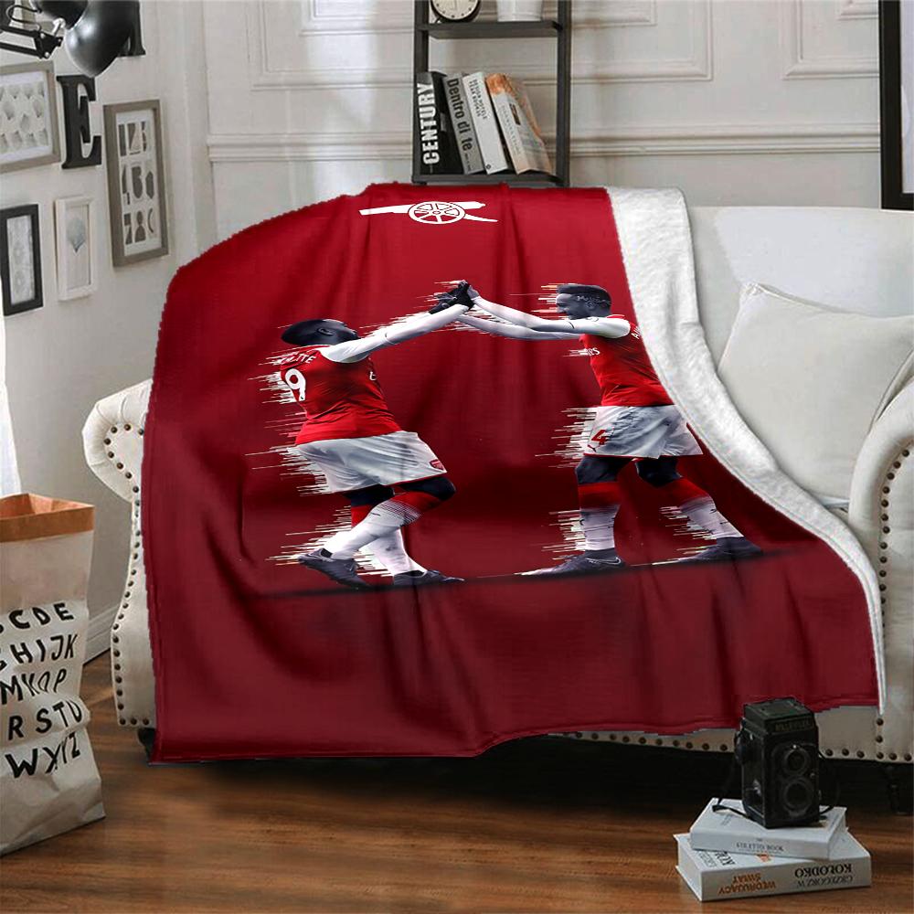 Coperte con stemma dell'Arsenal Football Club in flanella stampata, traspiranti, calde, da divano per casa, ufficio, copriletti 0708a25