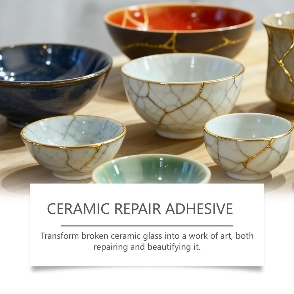 Professional Porcelain Repair Kit Strong Ceramic Glue Adhesive for Vases, Plates, Toilets Waterproof Repair for Chips & Cracks