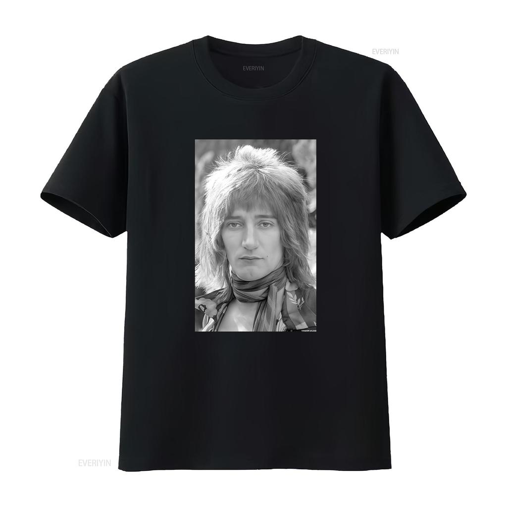 Rod Stewart Singer Of Faces Portrait By Allan Ballard T Shirt Vintage Washed Graphic Fashion Unisex Versatile Slightly Stylish