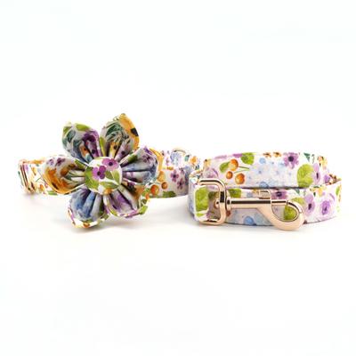 Sommergarten Blumenhalsband für Hunde ,Blumenhalsband mit passender Leine Graviertes ID-Halsband