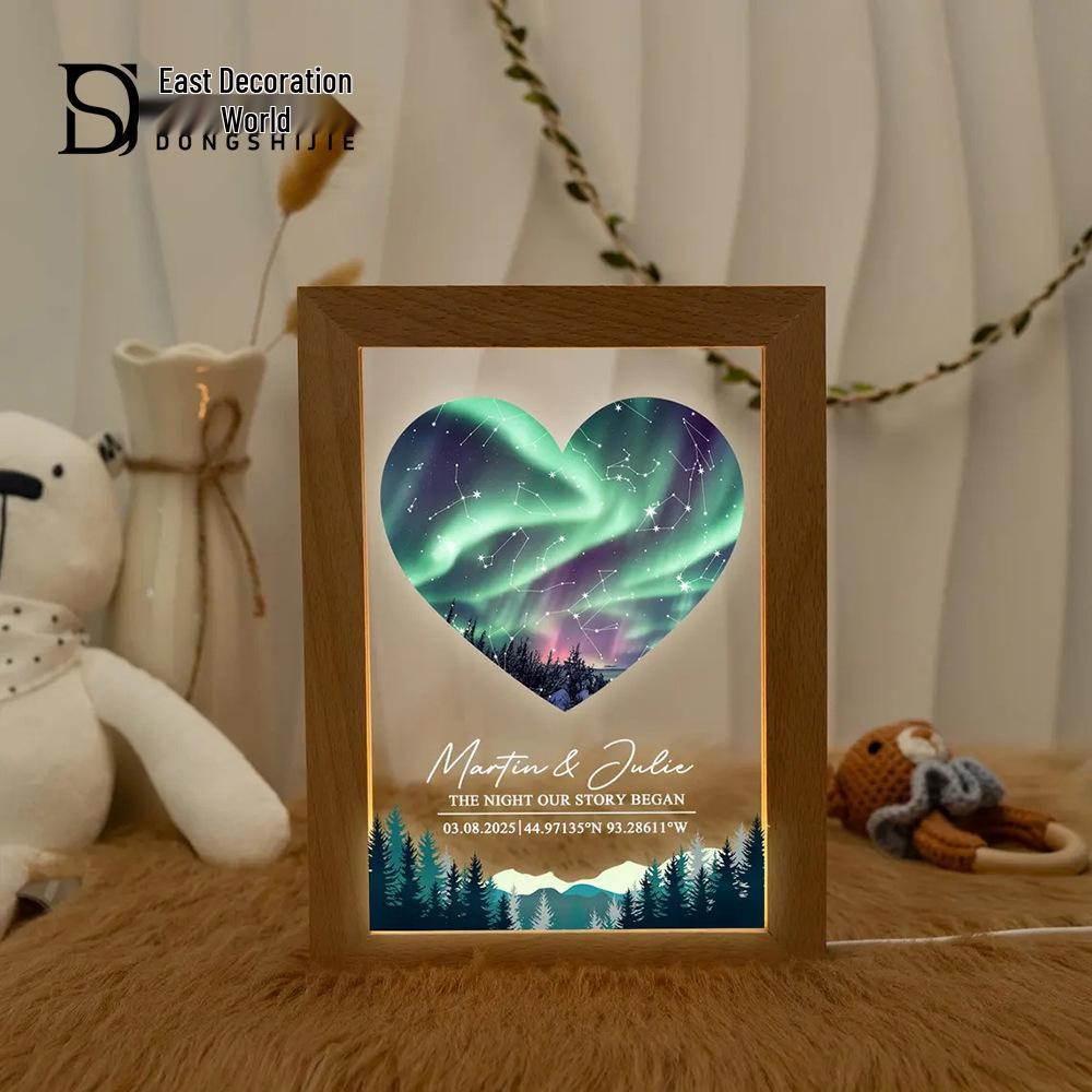Heart Starry Sky LED Photo Frame: Custom Anniversary & Valentine's Day Gift