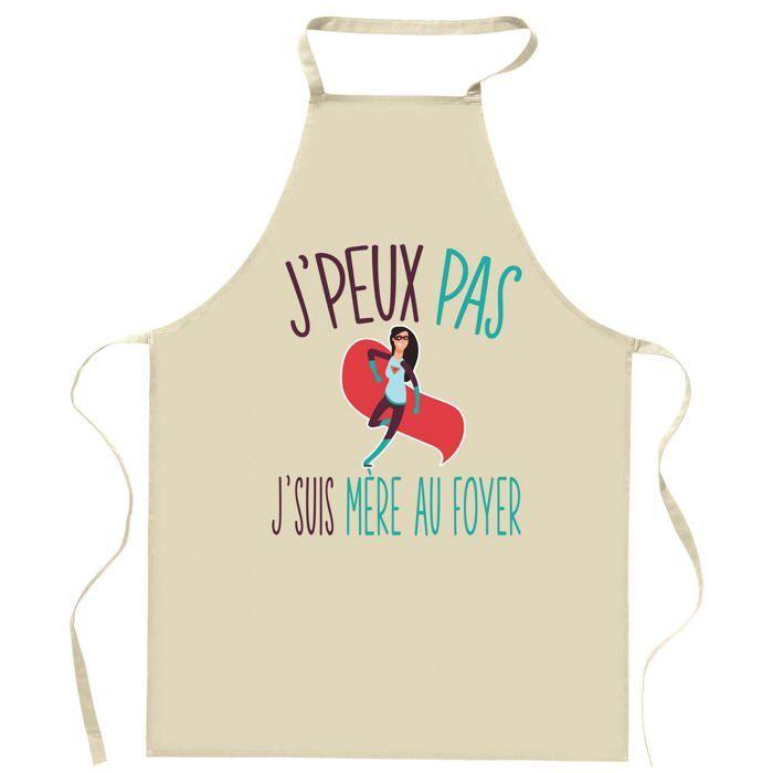 Planetee Tablier de cuisine mère au foyer J'peux pas | Cadeau Original pour passionnés Vêtement Blouse de protection Barbecue