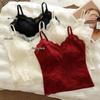 Ice Silk Lace Camisole with Built-in Bra Pads and Stylish Back