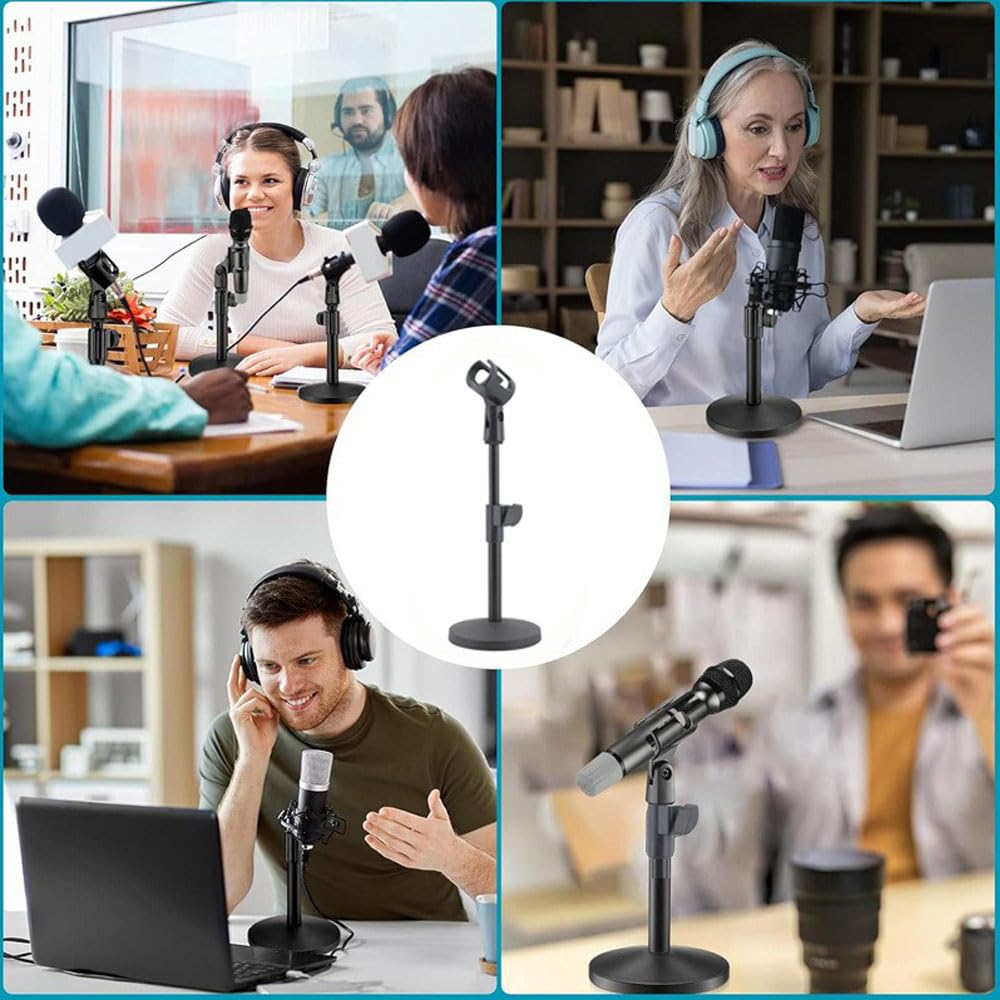 Microfone Samcos de Mesa Microfone de Mesa Altura Ajustável e Clipe de Microfone Universal de Mesa Suporte Conveniente, Suporte, Ângulo, Tipo, Incluído, Item,