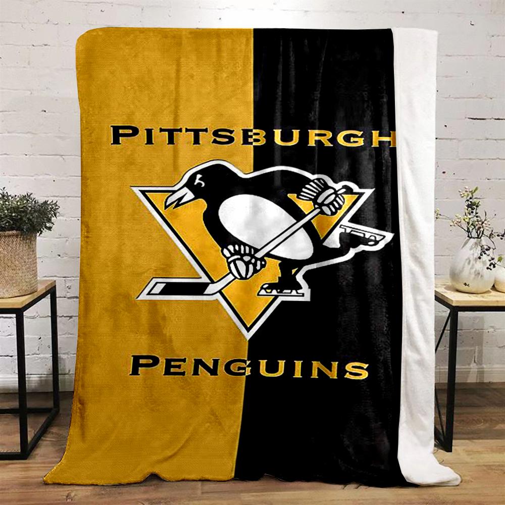 Pittsburgh Penguins Logo Hockey Design Flanelldecke für Schlafzimmer, Wohnzimmer, Sofa und Nickerchen