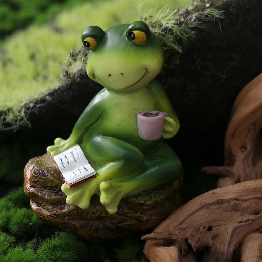 Resin Garden Frog Statue Cute Animal Sculpture Garden Decoration Frog Ornament  Home