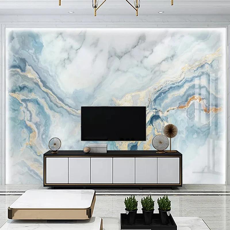 Fototapete 3D Blaue Marmor Luxus Wandbilder Heimdekoration Wohnzimmer TV Sofa Schlafzimmer 3D Marmor Tapete