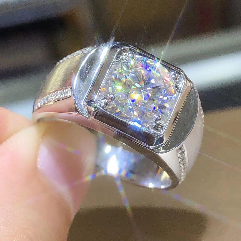 Huitan Luxus Solitär Band Damenring Verlobungsantragsringe für Freundin Jubiläumsgeschenk Schlicht und Klassisch Zirkon Neu