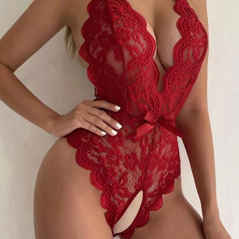 New Lingerie, Women's Open Lace One-piece, Backless Sexy Perspective