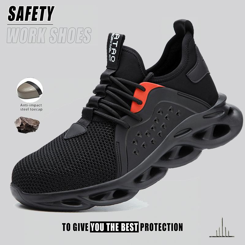 Breathable Safety Shoes Men's Work Boots Anti Shock Steel Toe Indestructible Wear-resisting Security Boots for Work as Hiking