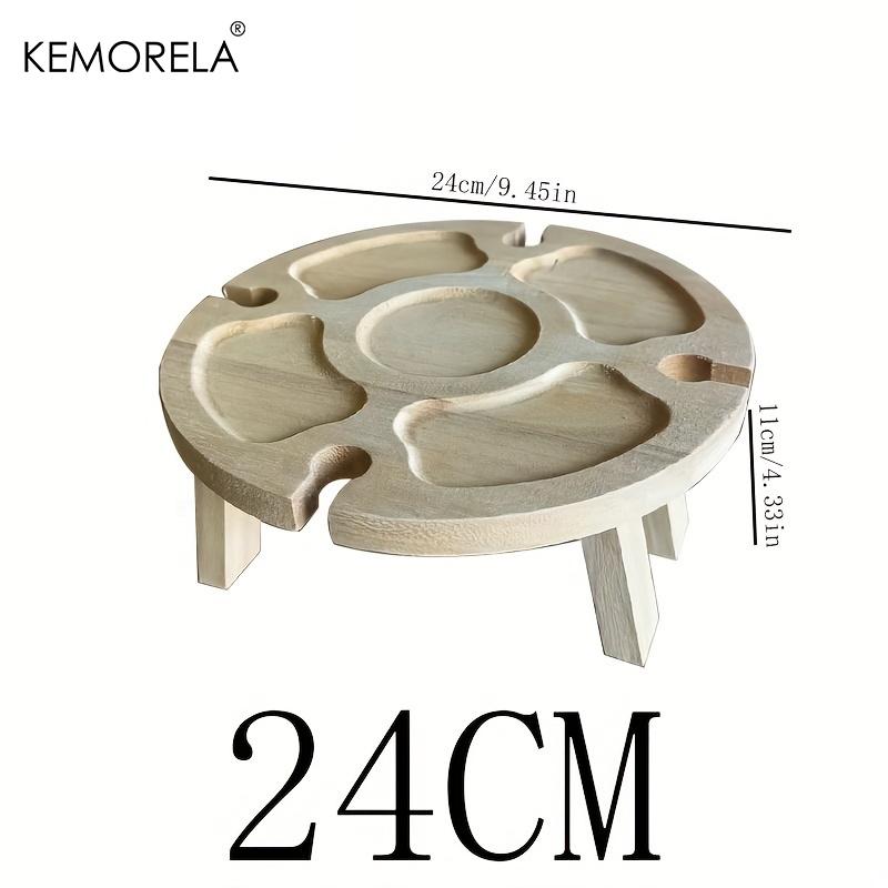KEMORELA 1 Tavolo da Pranzo Portatile in Legno 30cm/24cm Tavolino Casual Vassoio Frutta Portabottiglie da Esterno Tavolo Pieghevole da Viaggio per Picnic