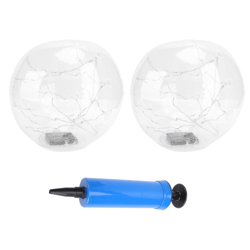 2pcs Floating Pool Lights Solar Powered 13.78in Inflatable Glow Balls for Pool Solar Floating