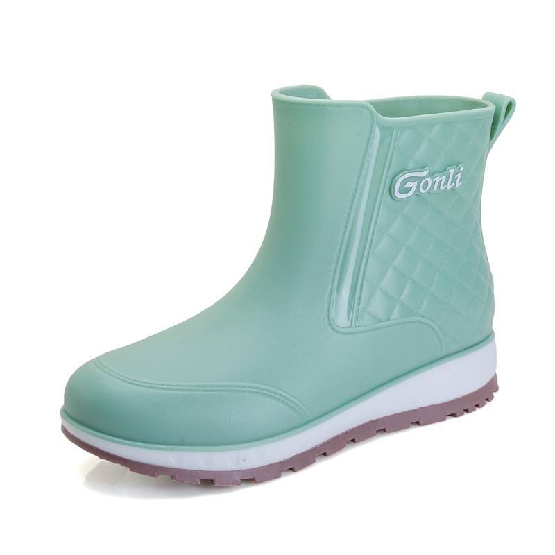 Through Season Short Rain Shoes Women's Kitchen Non-slip Catering Work Wear-resistant Rubber Shoes Women's Waterproof Fashion Outside Rain Boots