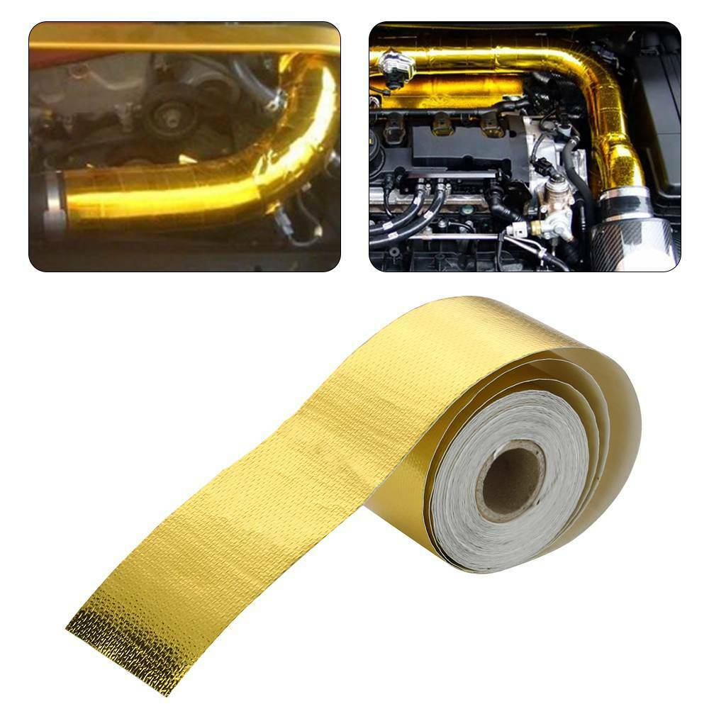 Reflective Self Adhesive Tape Gold/Sliver High Temperature Heat Insulation Shield Wrap Tape Bandage 50mm x 5M Roll UniversalPinstriping Tape 3