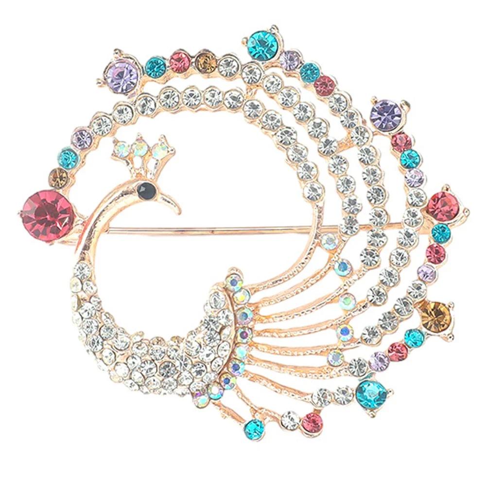 Colorful Crystal Rhinestones Peacock Brooch Pins for Women Men Bird Animal Party Brooch Pins Gift