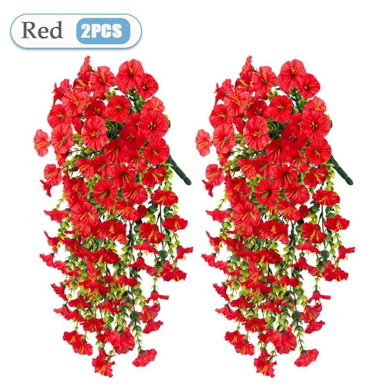 UV-Resistant Artificial Morning Glory Eucalyptus Hanging Decor Perfect for Home Garden Weddings Versatile Outdoor Holiday Decora