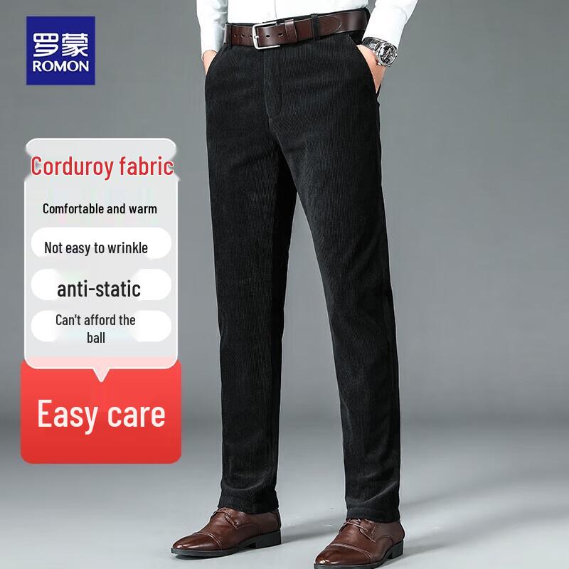 ROMON Men's Corduroy Casual Straight-Leg Pants