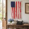 Patriotic Decorations Wreath & Flag Banner, 3D Star Hanging Ornaments for Front Door, Weatherproof Porch Hanging, Outdoor Wall Sign for Independence