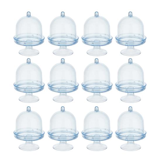 Mini-Kuchenständer aus Kunststoff mit Kuppelhaube Klar Dessert Cupcake Ausstellungsständer Schokoladen-Süßigkeiten-Platte für Geburtstag Feiertag Babyparty Teeparty Zubehör