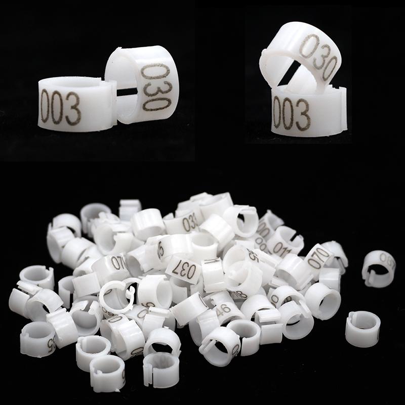 No.001-100 Bird Clip Ring ID 8mm Plastic Digital Markup Parrot Pigeons 10 Colors Marking Ring Bird Training Foot Ring