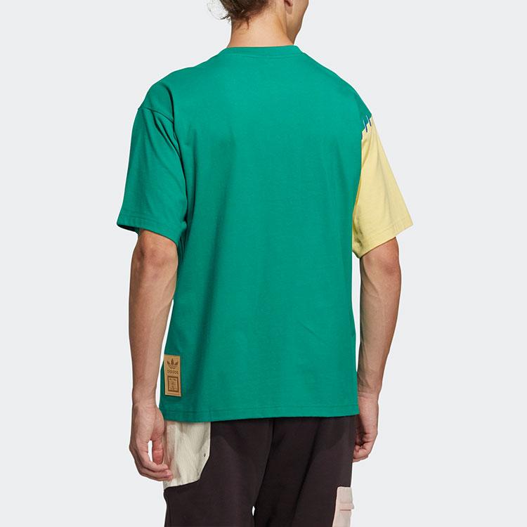 adidas Originals Trefoil Puppet Series Color Block Pocket Crew Neck Short Sleeve T-Shirt Men Tops Green HC0341