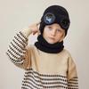 2Pcs/Set Warm Children Knitted Beanie Cap Plush Lining Warm Hat With Goggles  for Girls Boys
