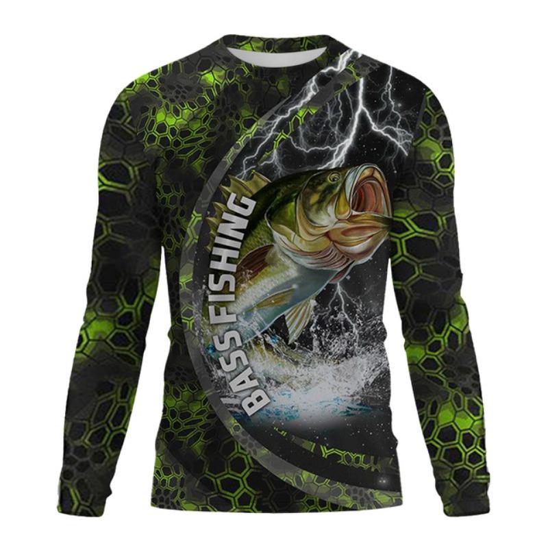 Men's T-Shirts Fishing Graphic 3D Print Tee Shirt Spring and Autumn Tops Fashion Casual Long sleevedfor Men Clothing XS-5XL