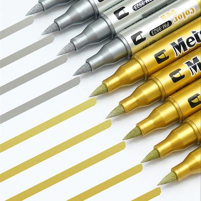 1 Stück doppelköpfige Metallmarker Gold & Silber Tinte Wasserdicht Schnelltrocknende Farbstifte für Grußkarten DIY Zeichnungen und Unterschriften