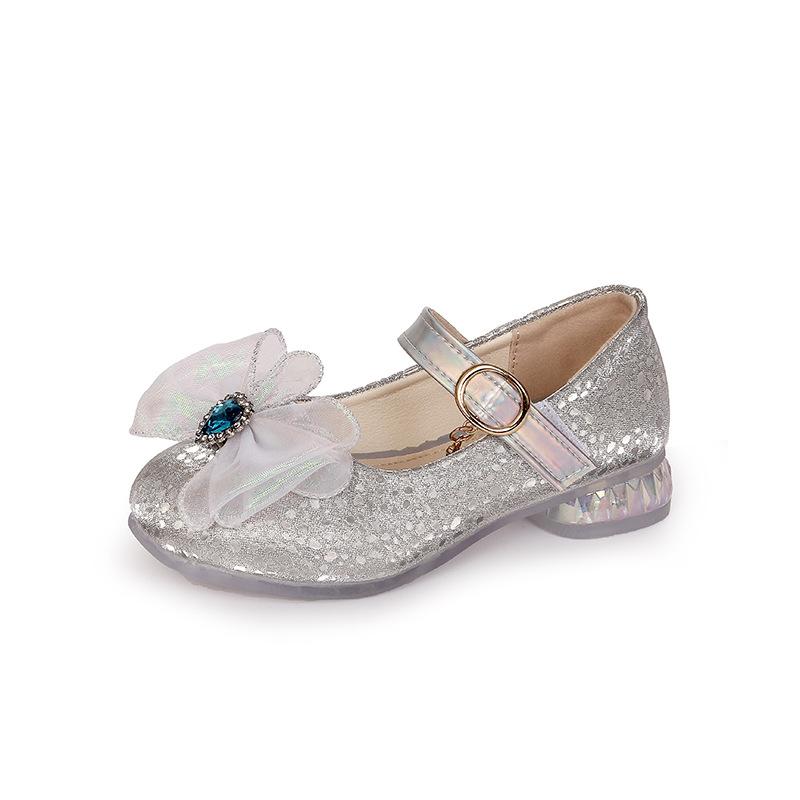 Chaussures de princesse pour filles, petites chaussures en cuir avec nœud en strass, roses, mignonnes, à fond souple, simples, sophistiquées, généreuses et élégantes pour filles
