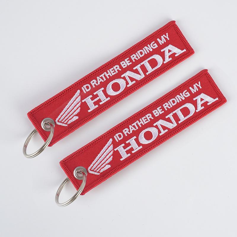 Motorcycle Embroidery Keychain Keyring For Honda Jazz Fit Avancier Crv Accord Pilot City Prelude Mugen Power XR-V CB400 CB650 TO0