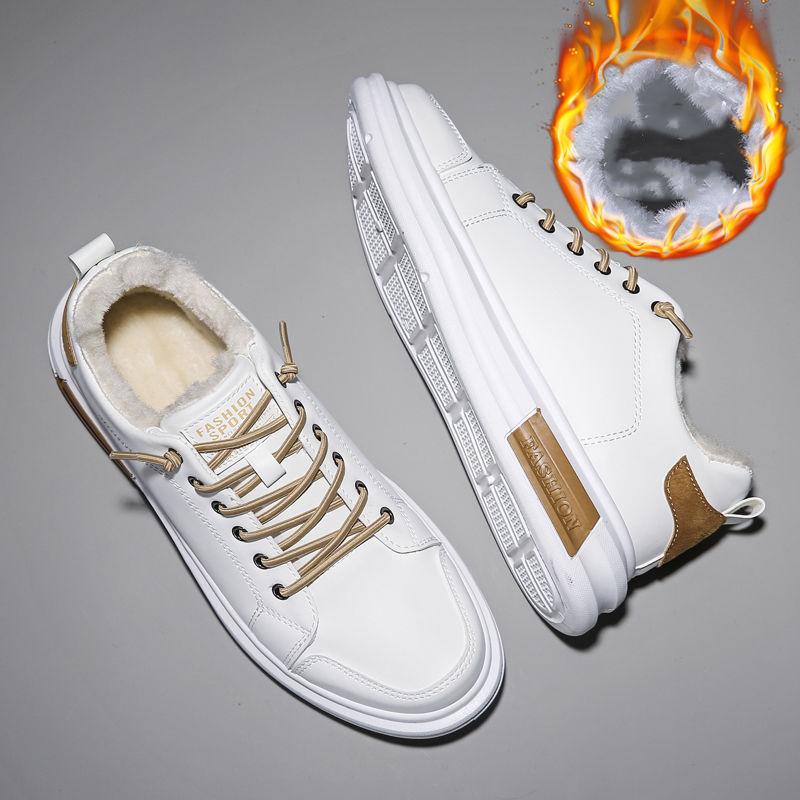 Zimní pánské teplé sametové vycpané bavlněné boty Trendy tenisky Studentská obuv pro volný čas