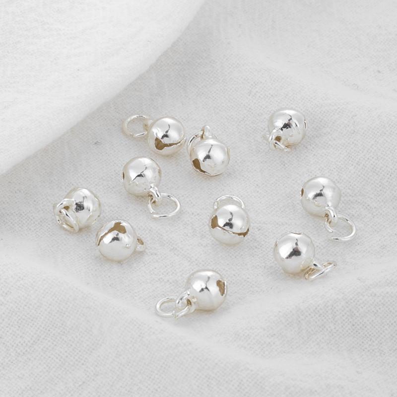 Handmade Silver Jump Ring Bell Pendant for DIY Jewelry