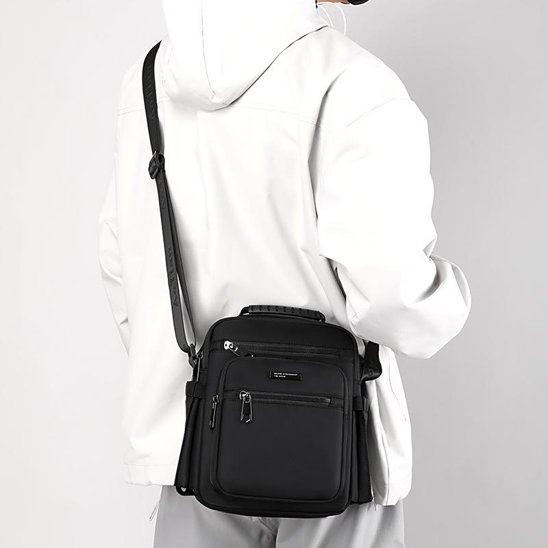 Men's Multi-Layer Business Crossbody Briefcase with Water Bottle Holder