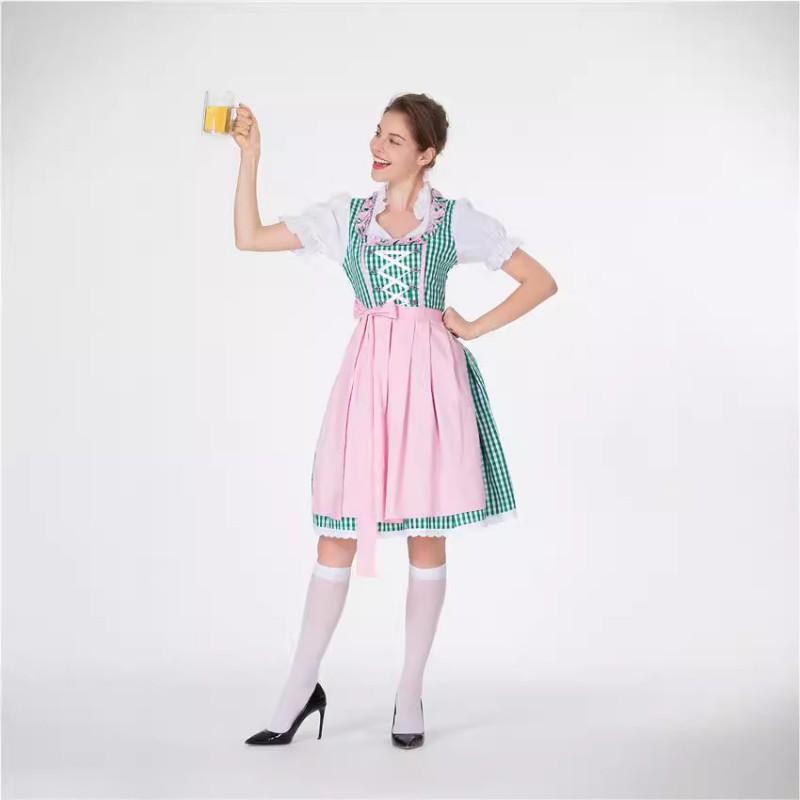 Womens Halloween Costume Bavarian Beer Festival Maid Outfit Cafe Waitress Uniform Cosplay Party Dress