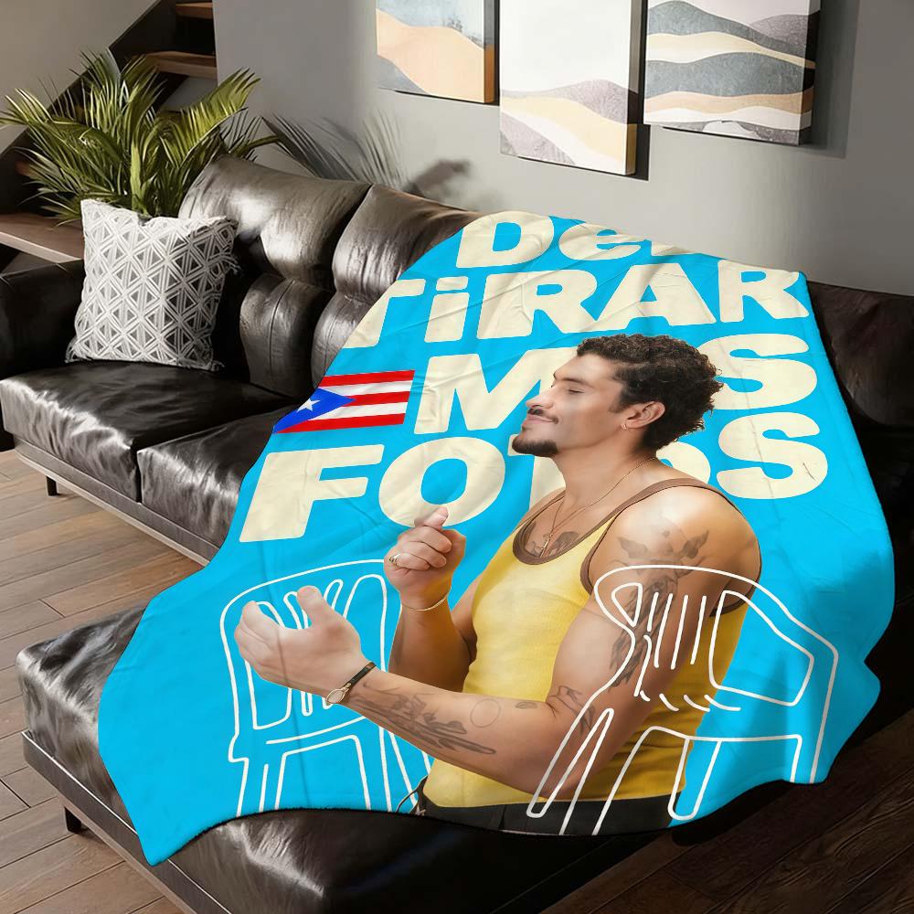 Puerto Rican Rapper B Bad B Bunny Blanket For Sofa Office Bed Plane Travel Sleep Read Relax Camping Soft And Warm 75X95CM