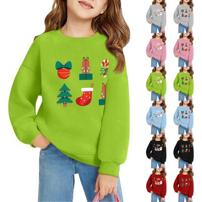 Pullovers de Natal de Gola Redonda para Meninas para Crianças Tops de Bebê Estampados