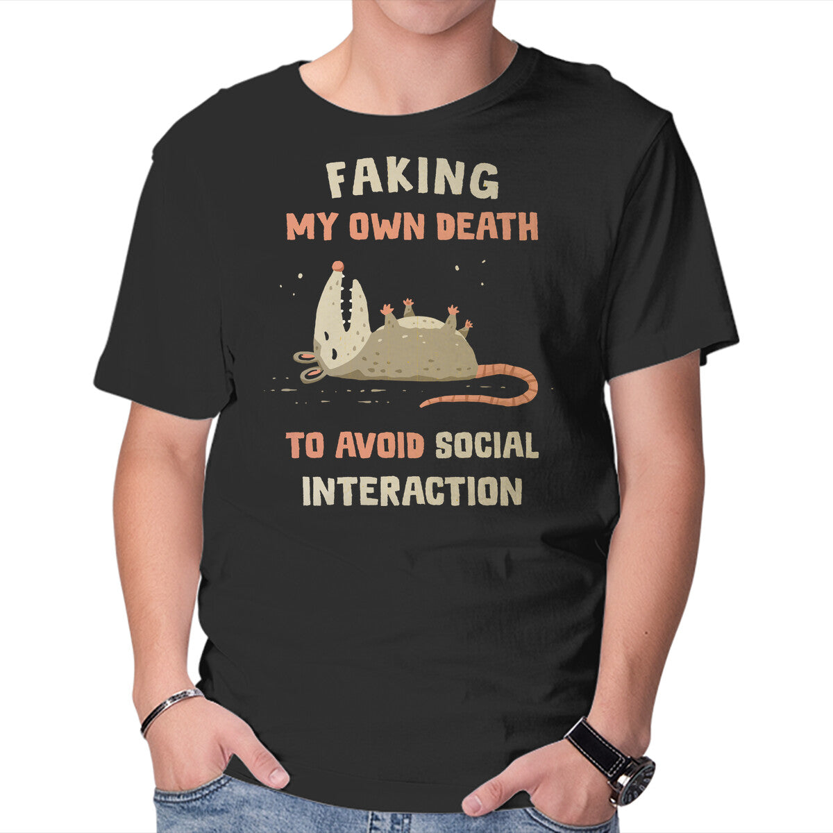 Unisex Crew Neck T-Shirt Avoiding Social Interaction Graphic Short Sleeve Casual Tee XXL