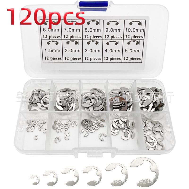 120/200-Piece Stainless Steel 304 E-Clips & Snap Rings Set (M1.5-M10)