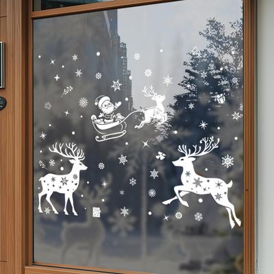 Christmas Decorations: Reindeer Electrostatic Stickers, Glass Window Stickers, Window Display Decoration Stickers