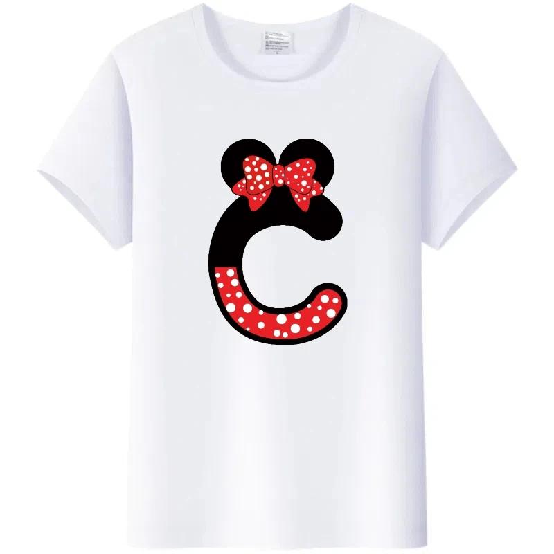 Fashion Blouses Letters Cartoon Mickey Mouse Minnie Printed Family T-Shirts Tshirt Harajuku 90S Top Gift Unisex