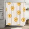 Yellow Sun Shower Curtain Bathroom Decor with Happy Faces Design White Bath Rug Set 3D Printed Waterproof Fabric Easy Installati