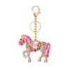 Metal Horse Key Chain Sparkling Rhinestones Hand Bag Pendant Horse Pendant Key Chain  For Women Men