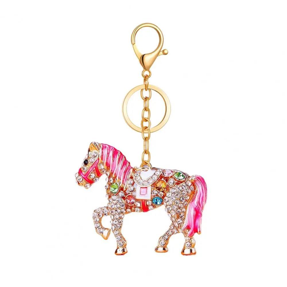 Metal Horse Key Chain Sparkling Rhinestones Hand Bag Pendant Horse Pendant Key Chain  For Women Men